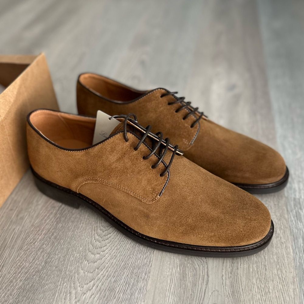 Mango Man Genuine Suede Derby Shoes Brown Leather Sole US 10.5